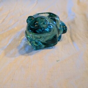 2/50$ Vintage Green Glass Frog Sculpture Candle Holder- Decorative Art